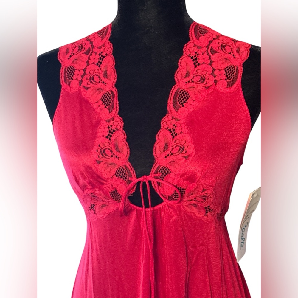 Vintage Van Raalte Long Red Night Gown Size Small